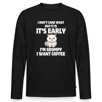 Morgenschritte, Kaffee, Kaffee - Männer Premium Bio Langarmshirt - Schwarz - Vorne - Nico (187cm)