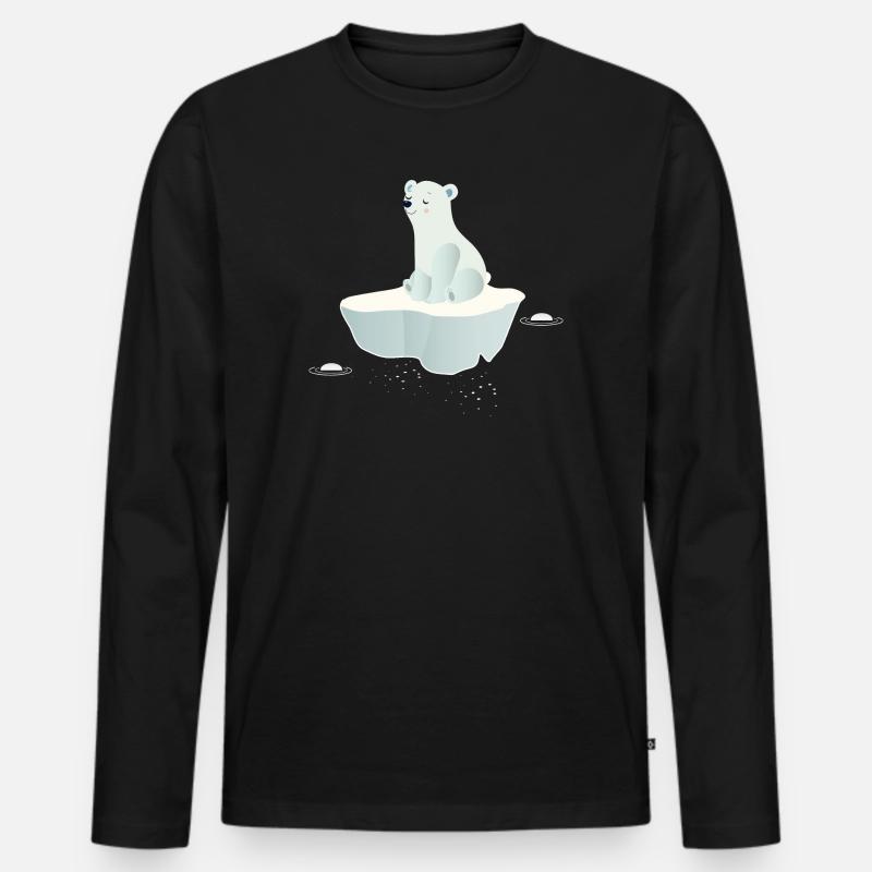Träumender Eisbär auf einer Eisscholle - Männer Premium Bio Langarmshirt - Schwarz
