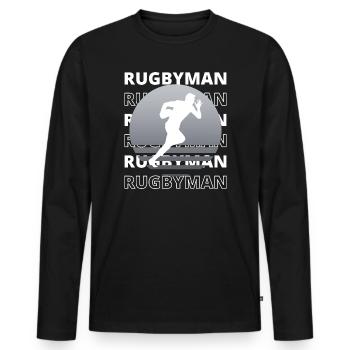 Rugbyman, sportif et dynamique - T-shirt manches longues Premium bio Homme - noir - Devant - Nico (187cm)