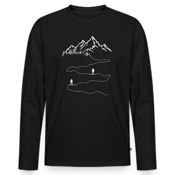 Minimalistische Berglandschaft Illustration - Männer Premium Bio Langarmshirt - Schwarz - Vorne - Nico (187cm)