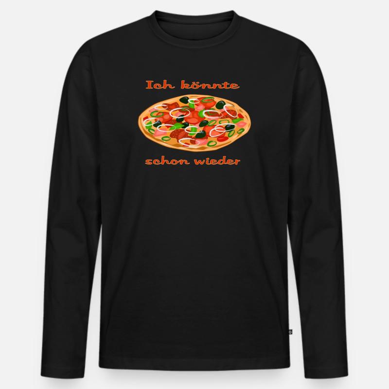 Lebendige Pizza mit frischen Zutaten - Männer Premium Bio Langarmshirt - Schwarz