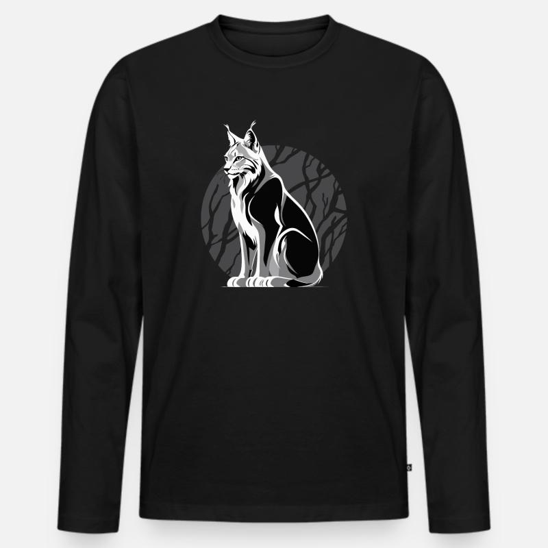 Luchs - Männer Premium Bio Langarmshirt - Schwarz