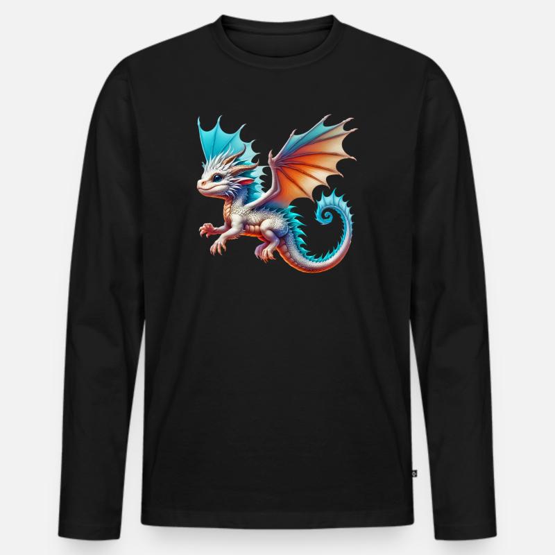 Drache - Männer Premium Bio Langarmshirt - Schwarz