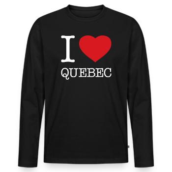I LOVE QUEBEC - Männer Premium Bio Langarmshirt - Schwarz - Vorne - Nico (187cm)
