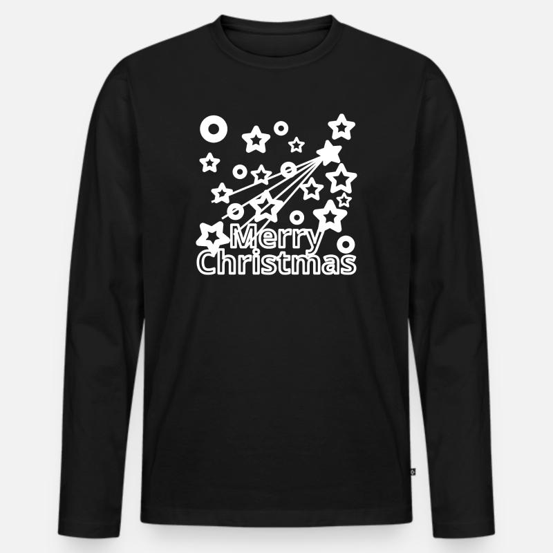 Weihnachtshimmel - Männer Premium Bio Langarmshirt - Schwarz