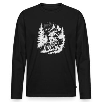 MTB Mountain Bike - Men's Premium Organic Long Sleeve Shirt - black - Front - Nico (187cm)