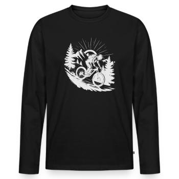 MTB Mountain Bike - Men's Premium Organic Long Sleeve Shirt - black - Front - Nico (187cm)