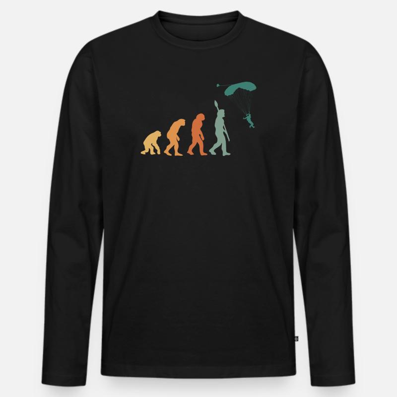 Evolution Retro Gleitschirmfliegen - Männer Premium Bio Langarmshirt - Schwarz