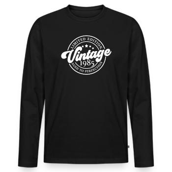 Vintage 1985 41. Geburstagsgeschenk Jahrgang 85 - Männer Premium Bio Langarmshirt - Schwarz - Vorne - Nico (187cm)