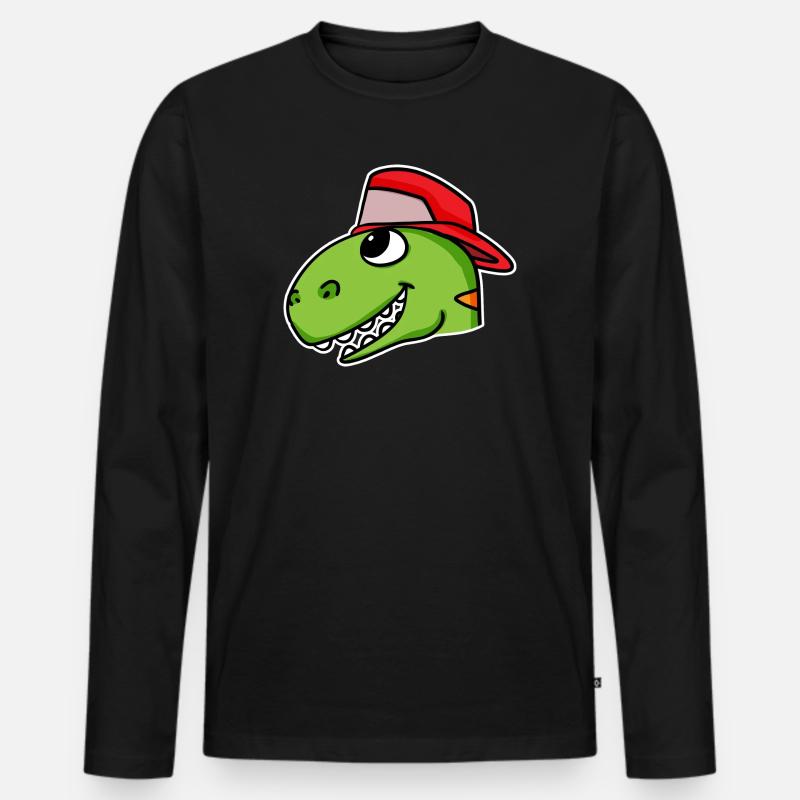 Dinosaurier Kopf Dino - Männer Premium Bio Langarmshirt - Schwarz