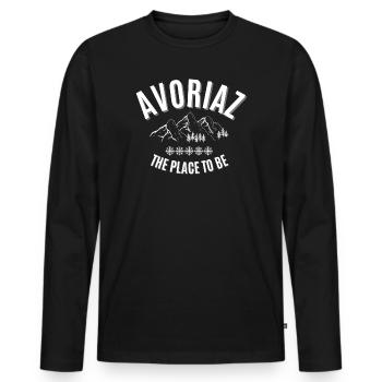 Avoriaz, Skigebiet, Wintersport - Männer Premium Bio Langarmshirt - Schwarz - Vorne - Nico (187cm)