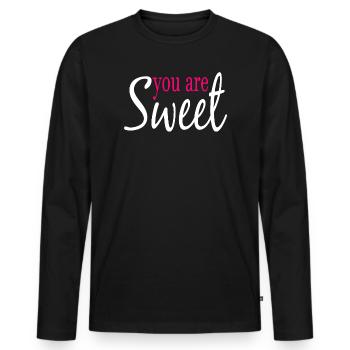 Inspirierende Liebesbotschaft im Schriftstil - Männer Premium Bio Langarmshirt - Schwarz - Vorne - Nico (187cm)