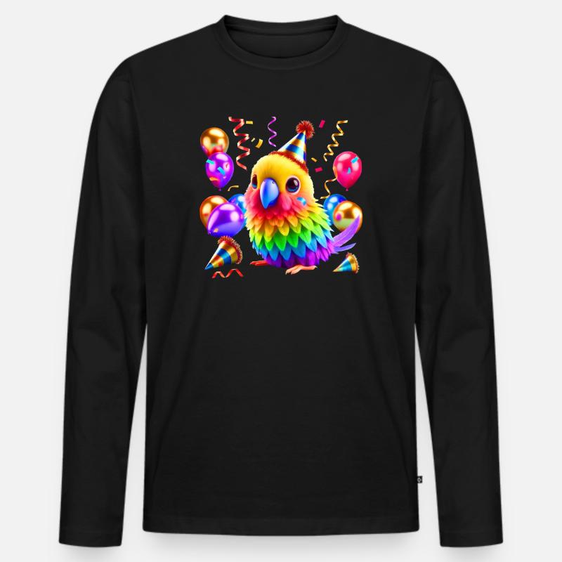 Bunter Party Papagei - Männer Premium Bio Langarmshirt - Schwarz