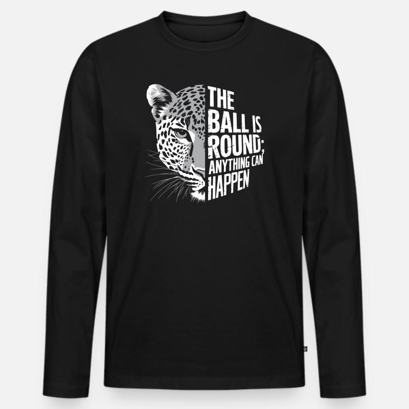 Der Ball ist rund, Leopard - Männer Premium Bio Langarmshirt - Schwarz