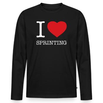 I LOVE SPRINTING - Men's Premium Organic Long Sleeve Shirt - black - Front - Nico (187cm)