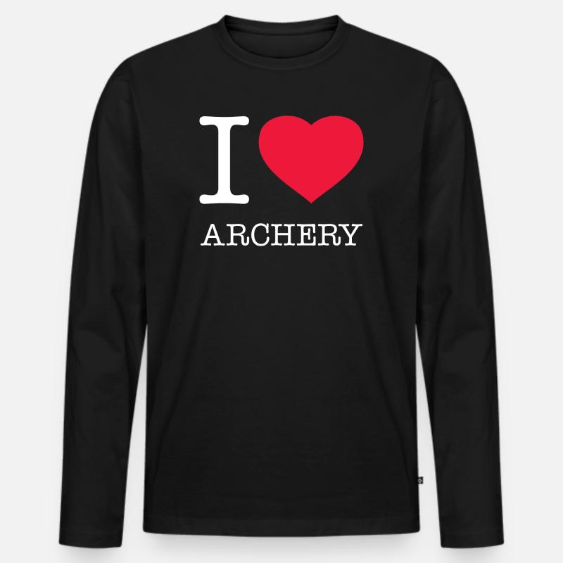 I LOVE ARCHERY - Männer Premium Bio Langarmshirt - Schwarz