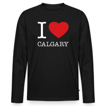 I LOVE CALGARY - Männer Premium Bio Langarmshirt - Schwarz - Vorne - Nico (187cm)