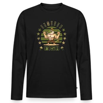 Brochet - T-shirt manches longues Premium bio Homme - noir - Devant - Nico (187cm)