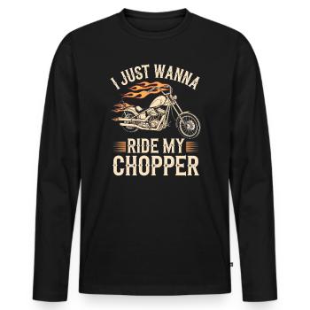 Flammender Chopper Motorrad - Männer Premium Bio Langarmshirt - Schwarz - Vorne - Nico (187cm)