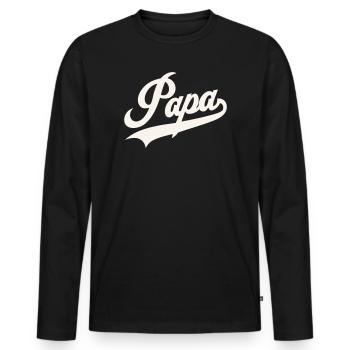 Classic Papa Script - Men's Premium Organic Long Sleeve Shirt - black - Front - Nico (187cm)