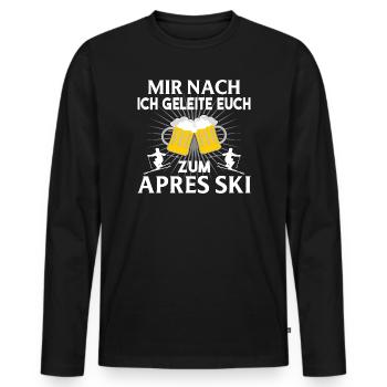 Lustiges Apres Ski Party Outfit - Männer Premium Bio Langarmshirt - Schwarz - Vorne - Nico (187cm)