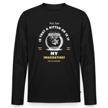 Griffe de chat dans un aquarium en verre - T-shirt manches longues Premium bio Homme - noir - Devant - Nico (187cm)