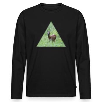 Deer in the tall grass - Men's Premium Organic Long Sleeve Shirt - black - Front - Nico (187cm)