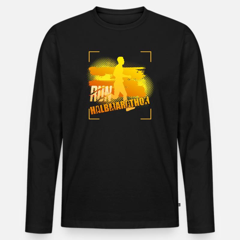 21 09 KM - Halbmarathon - Männer Premium Bio Langarmshirt - Schwarz