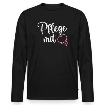 Pflege Krankenschwester - Männer Premium Bio Langarmshirt - Schwarz - Vorne - Nico (187cm)