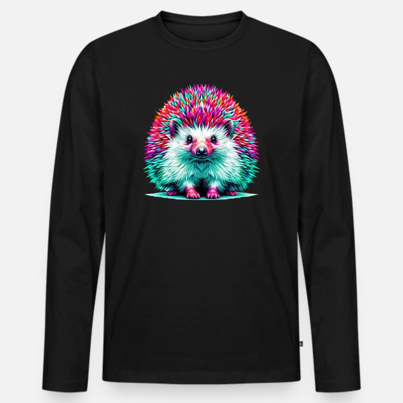 Igel - Männer Premium Bio Langarmshirt - Schwarz