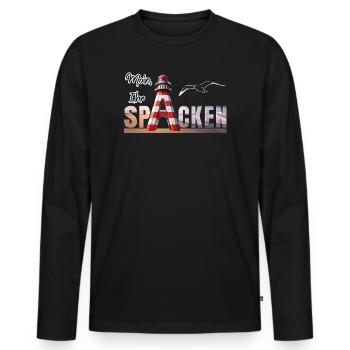 Moin Ihr SPACKEN - Männer Premium Bio Langarmshirt - Schwarz - Vorne - Nico (187cm)