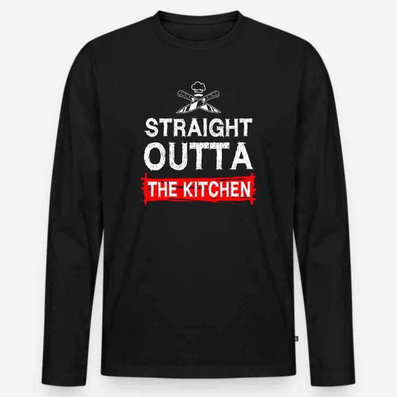 Straight Outta Cooking Chef - Männer Premium Bio Langarmshirt - Schwarz