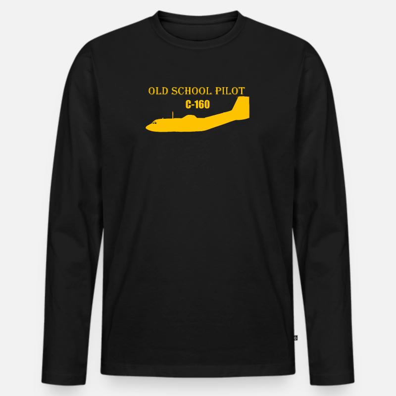 Old school pilot C-160 - Männer Premium Bio Langarmshirt - Schwarz