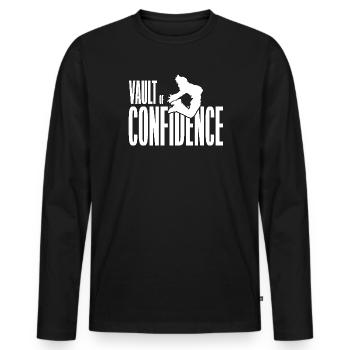Shirt Vault of Confidence - Männer Premium Bio Langarmshirt - Schwarz - Vorne - Nico (187cm)