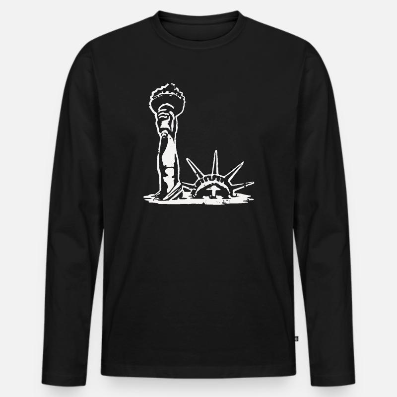 Die Freiheitsstatue ertrinkt - Männer Premium Bio Langarmshirt - Schwarz