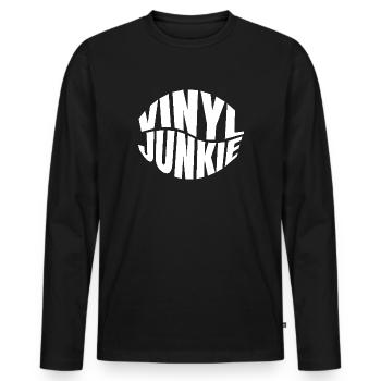 Logo du cercle Vinyl Junkie - T-shirt manches longues Premium bio Homme - noir - Devant - Nico (187cm)