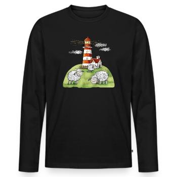 Leuchtturm und Schafe I Nordsee Ostsee Küste - Männer Premium Bio Langarmshirt - Schwarz - Vorne - Nico (187cm)