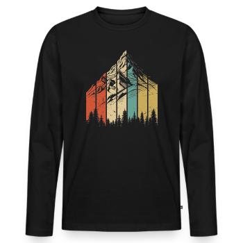 Berglandschaft Abstraktes Design - Männer Premium Bio Langarmshirt - Schwarz - Vorne - Nico (187cm)