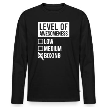 Boxen Boxen Boxen - Männer Premium Bio Langarmshirt - Schwarz - Vorne - Nico (187cm)