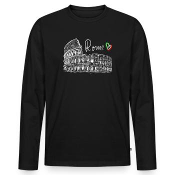 Rome Landmark Line Art T-Shirt - Men's Premium Organic Long Sleeve Shirt - black - Front - Nico (187cm)