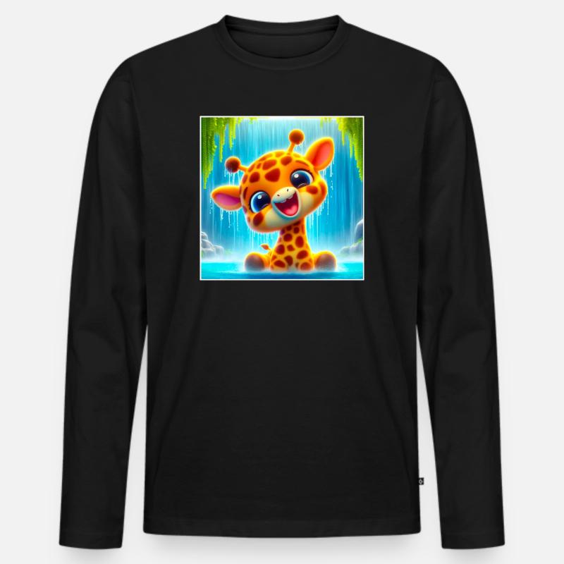 Giraffe - Männer Premium Bio Langarmshirt - Schwarz