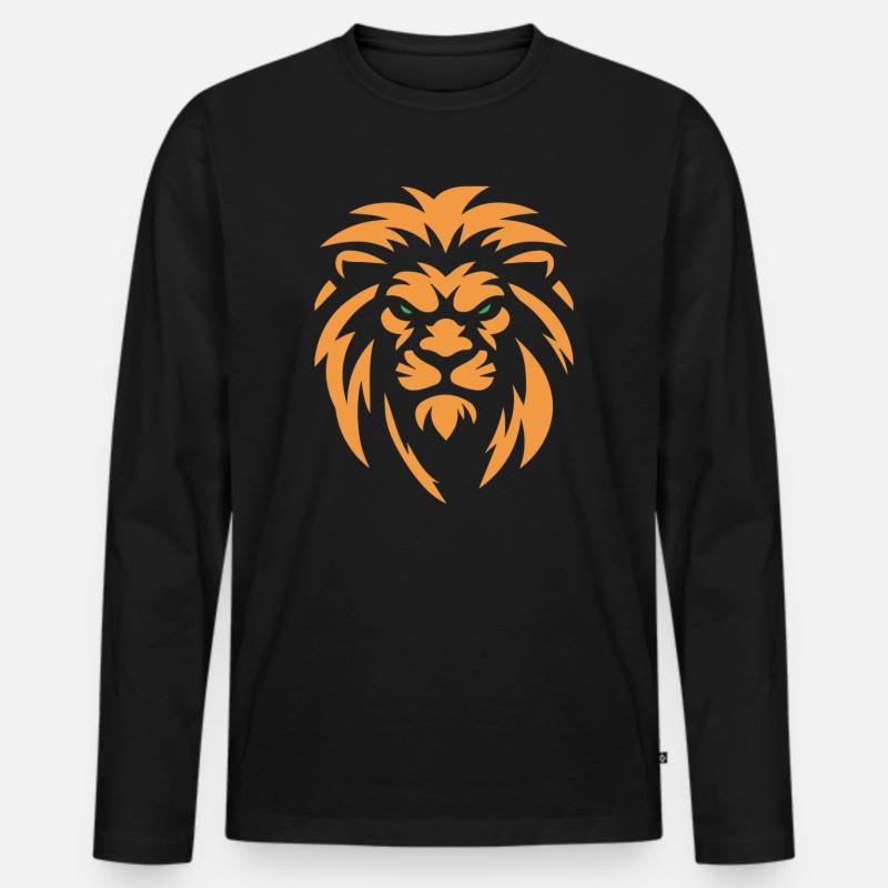 Wütender Löwe - Männer Premium Bio Langarmshirt - Schwarz