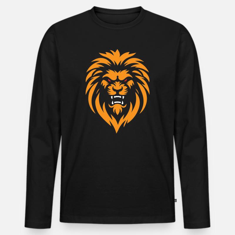 Wütender Löwe - Männer Premium Bio Langarmshirt - Schwarz