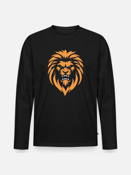 Angry Lion - Men's Premium Organic Long Sleeve Shirt - black