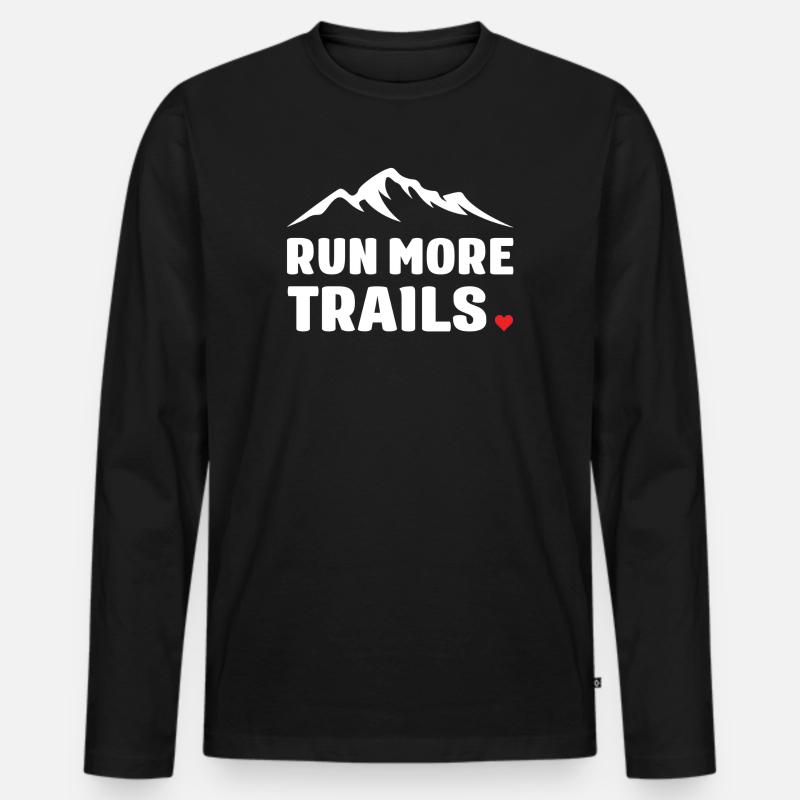 Lauf mehr Trails - Männer Premium Bio Langarmshirt - Schwarz