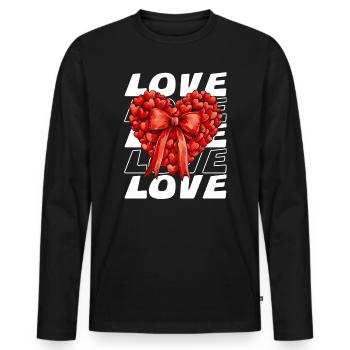 Romantisches Herz-Design für Valentinstag - Männer Premium Bio Langarmshirt - Schwarz - Vorne - Nico (187cm)