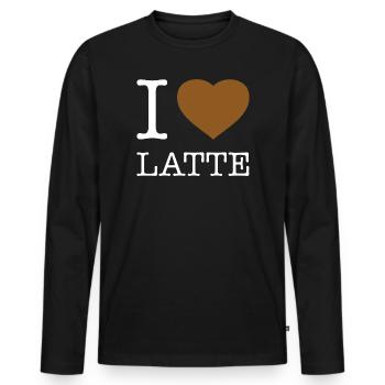 I LOVE LATTE - Männer Premium Bio Langarmshirt - Schwarz - Vorne - Nico (187cm)