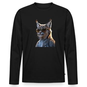 Luchs Lynx Wildkatze Raubkatzen Katzen Süße Luchse - Männer Premium Bio Langarmshirt - Schwarz - Vorne - Nico (187cm)