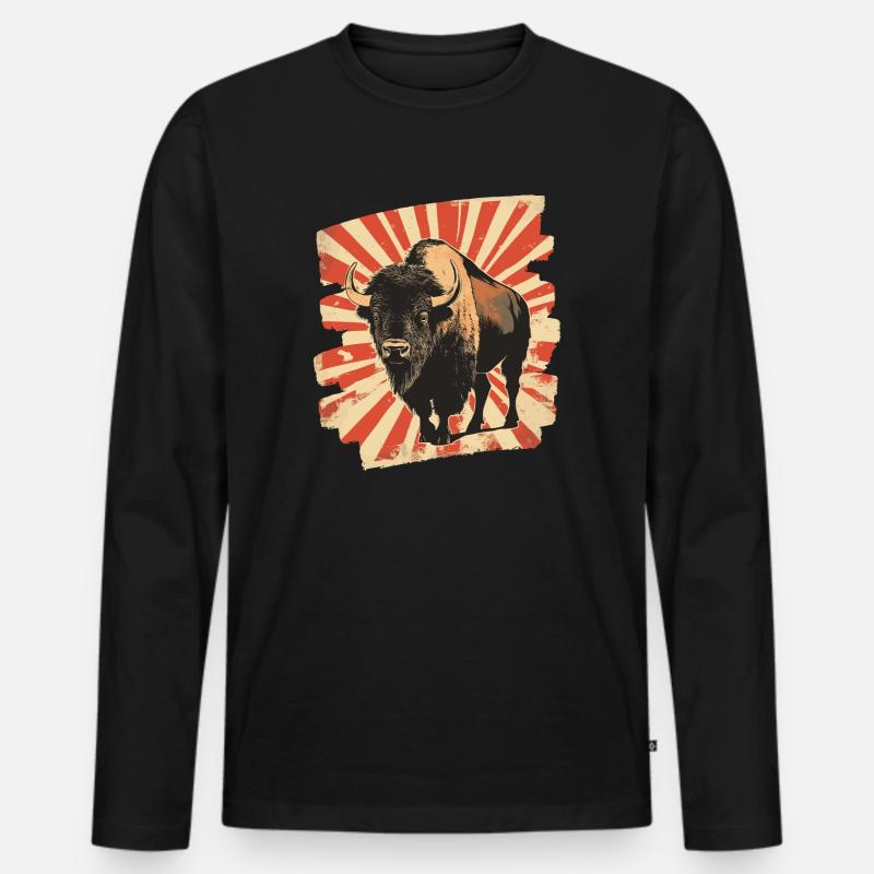 Bison - Männer Premium Bio Langarmshirt - Schwarz