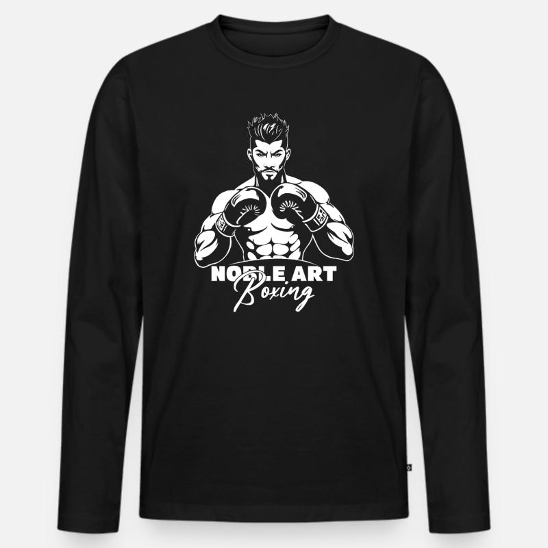 BOXEN EDLE KUNST - Männer Premium Bio Langarmshirt - Schwarz
